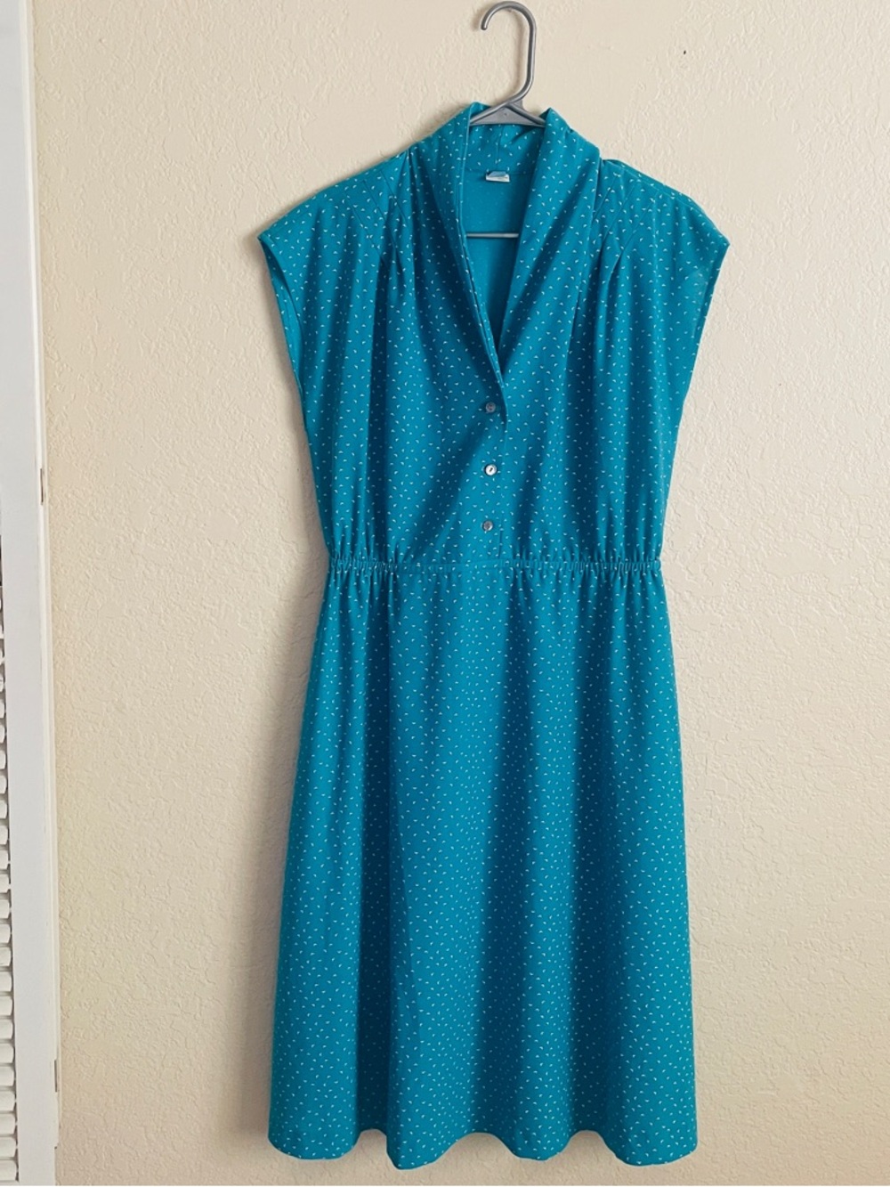 Teal Polka Dot Sleeveless Women’s Dress